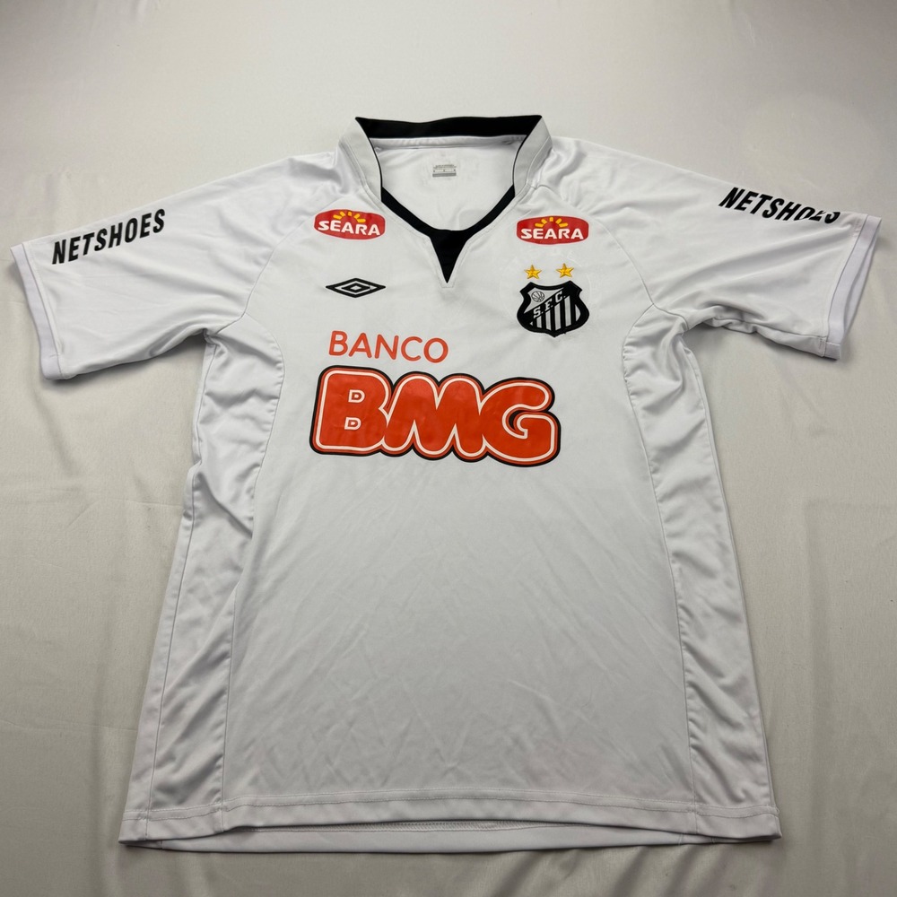 Umbro Santos FC Soccer Jersey Mens Medium White Neymar 11 BMG Seara Netshoes